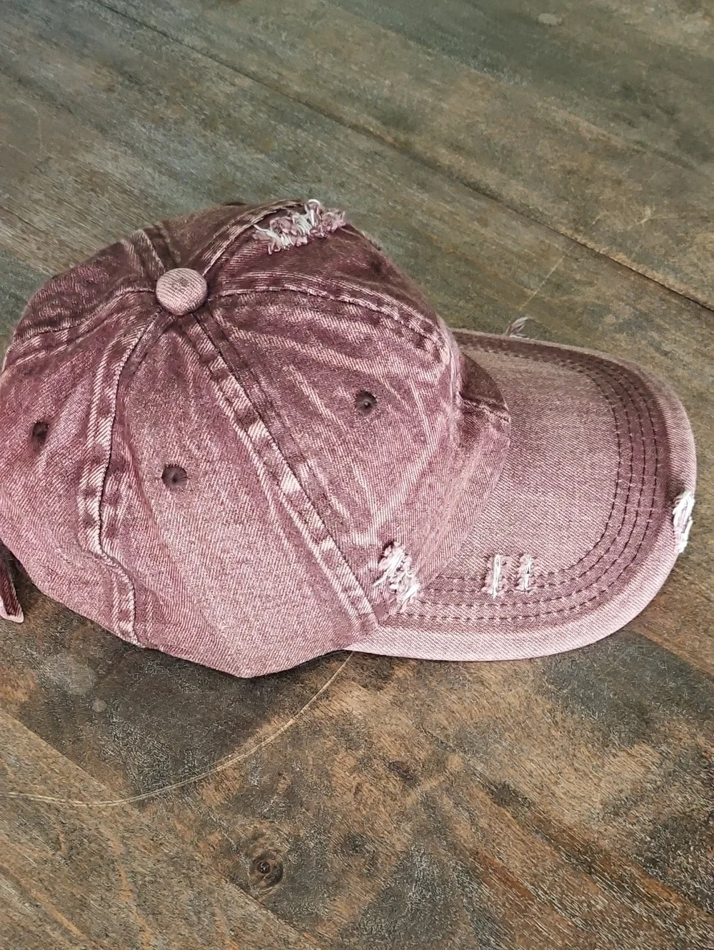 NWT Brown Denim Distressed Baseball Cap